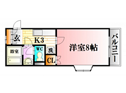 レジデンスマスダ3 1Kの間取図画像