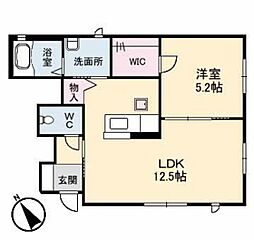 カルムステージB 1LDKの間取図画像