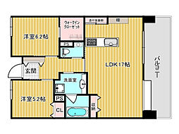 ライオンズプラザ皆実町 2LDKの間取図画像