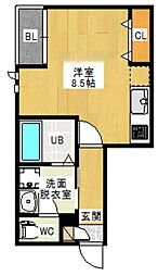 グランティック東雲本町2 ワンルームの間取図画像