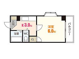 長山コーポラス 1Kの間取図画像