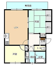 ハピネス中川D 2LDKの間取図画像