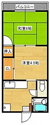 コーポ東 2Kの間取図画像