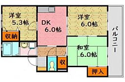 せせらファミリア 3DKの間取図画像