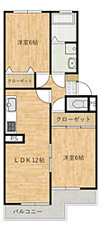 コーポ忠末 2LDKの間取図画像