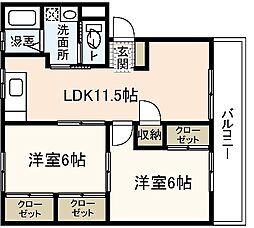 田中第1アパート 2LDKの間取図画像