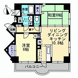 仁保新町コーポ福島 2LDKの間取図画像