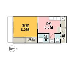 奥井アパートB 1DKの間取図画像
