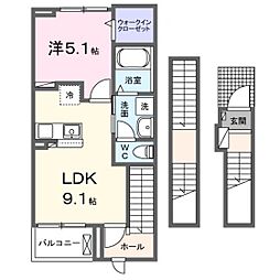 サンウォーム5 1LDKの間取図画像