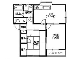 清風館 2DKの間取図画像