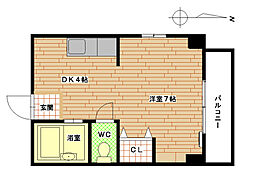 富士見町マンション 1Kの間取図画像