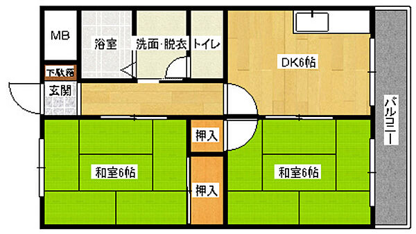 メゾーンいちば ｜広島県広島市安佐南区長束3丁目(賃貸マンション2DK・3階・44.28㎡)の写真 その2