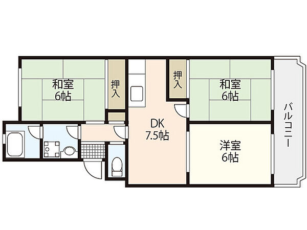 広島県広島市西区井口台1丁目(賃貸マンション3DK・4階・59.72㎡)の写真 その2