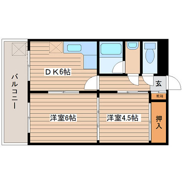 広島県広島市中区光南1丁目(賃貸マンション2DK・6階・46.00㎡)の写真 その2