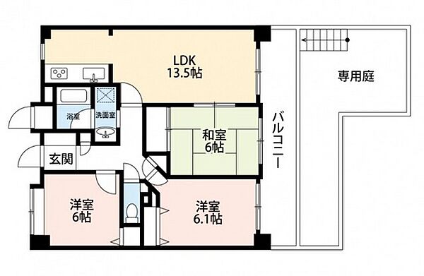 フローレンス川内せせらぎ公園 ｜広島県広島市安佐南区川内5丁目(賃貸マンション3LDK・1階・67.38㎡)の写真 その2