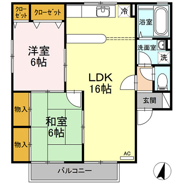 セジュール清水　A棟 ｜広島県広島市安佐南区川内6丁目(賃貸アパート2LDK・1階・62.87㎡)の写真 その2