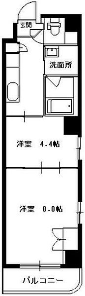 広島県広島市中区加古町(賃貸マンション2K・4階・35.18㎡)の写真 その2