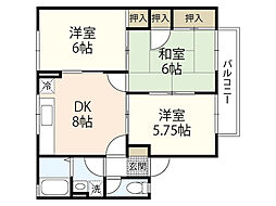 セジュール行友 3DKの間取図画像