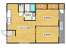 パステルクボ12 3階2LDKの間取り