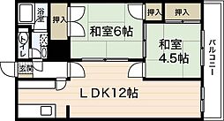 T&K観光ビル1 2LDKの間取図画像