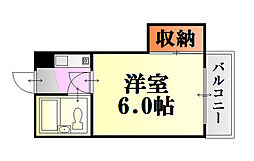 ライブコープ大州 4階1Kの間取り