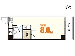 ウイングスＳＫ 4階ワンルームの間取り