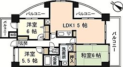 シーブリーズ東原壱番館 11階3LDKの間取り