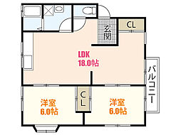 ハイム寺尾 2LDKの間取図画像
