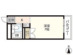 キングスフォーラム 4階1Kの間取り