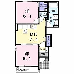 プリザーブ1 2DKの間取図画像