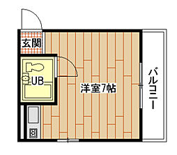 上田ビル 2階ワンルームの間取り