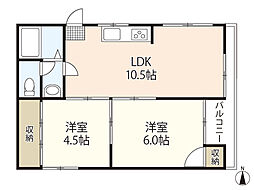 松岡マンション 2LDKの間取図画像