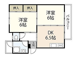江波鋳機ビル 5階2DKの間取り
