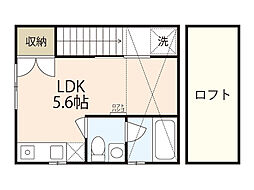 CASA COZY コイン通り（カーサコージー） 2階1LDKの間取り