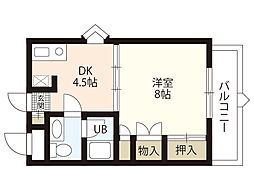 進保ビル 5階1DKの間取り