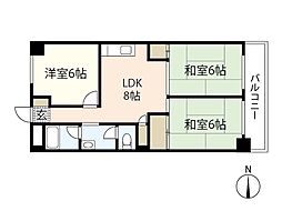 リバーサイド観音 1階3LDKの間取り