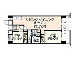 ビレッジハウス光南タワー1号棟 13階2LDKの間取り