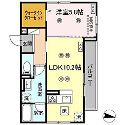 VILLA　HAKUYO 1階1LDKの間取り