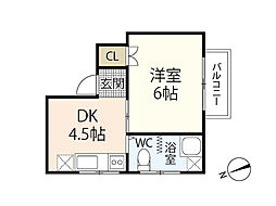 丸和第2ビルアイランド丸和 1DKの間取図画像