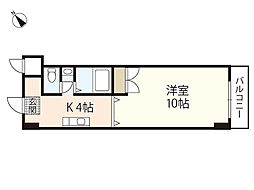 サンシャイン 2階1DKの間取り
