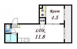 三篠カワミビル 7階1LDKの間取り