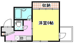 メゾン小町 2階1Kの間取り