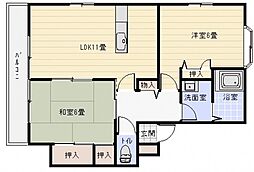 アセント古市 1階2LDKの間取り