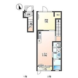 パーチェ 2階1LDKの間取り