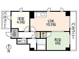 ハーモニー白島 3階2LDKの間取り
