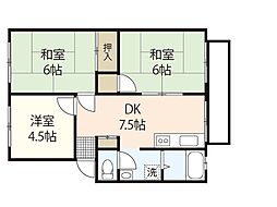 エステート翠 2階3DKの間取り