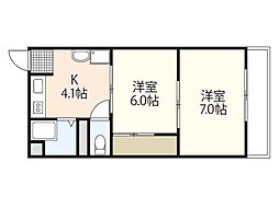 西十日市ビル 3階2Kの間取り