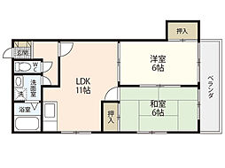 メゾンアルカディア 4階2LDKの間取り