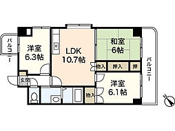 エスト牛田本町 10階3LDKの間取り