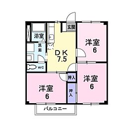 アーバン落合 2階3DKの間取り